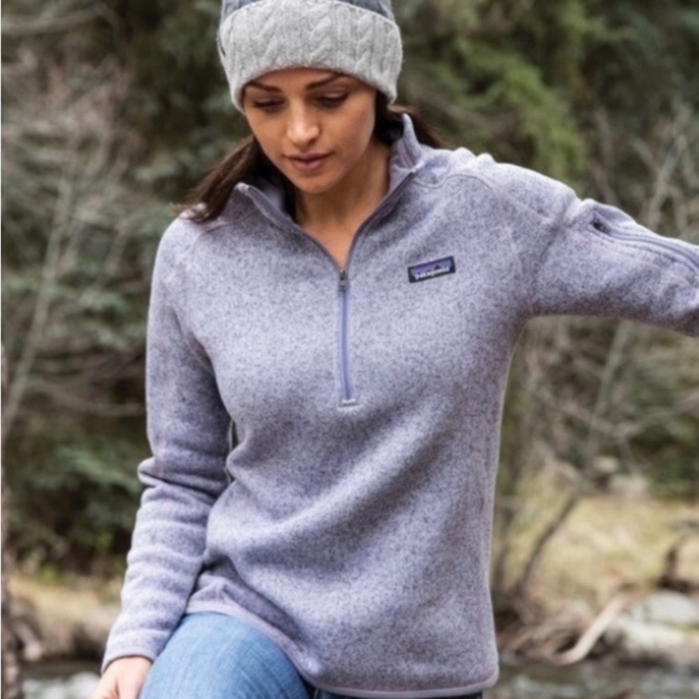 Patagonia Heathered Gray/Purple tone Fleece Pullover- women's Medium